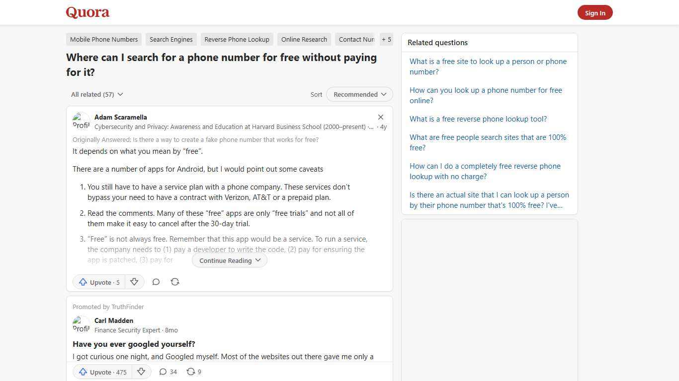 Where can I search for a phone number for free without paying for it? - Quora